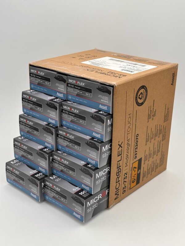 Einweghandschuh-S-1000 1000x Nitril Einweg-Handschuh MICROFLEX® schwarz, Gr.S (6,5-7)