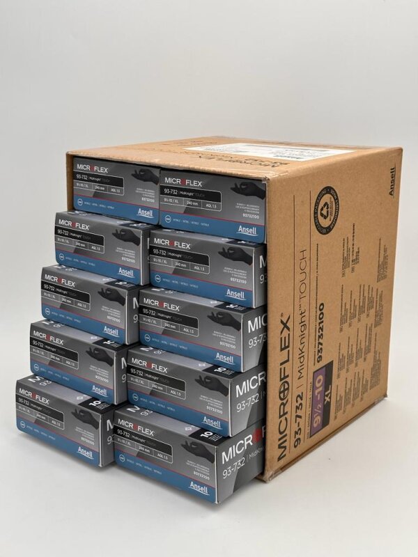 Einweghandschuh-XL1000 1000x Nitril Einweg-Handschuh MICROFLEX® schwarz, Gr.XL (9,5-10)