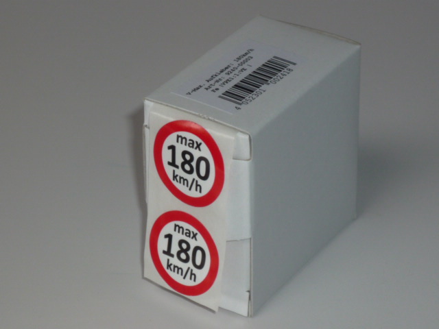 Geschwindigkeit-Kleber-180 Geschwindigkeitsaufkleber S 180 km/h 100 Stück